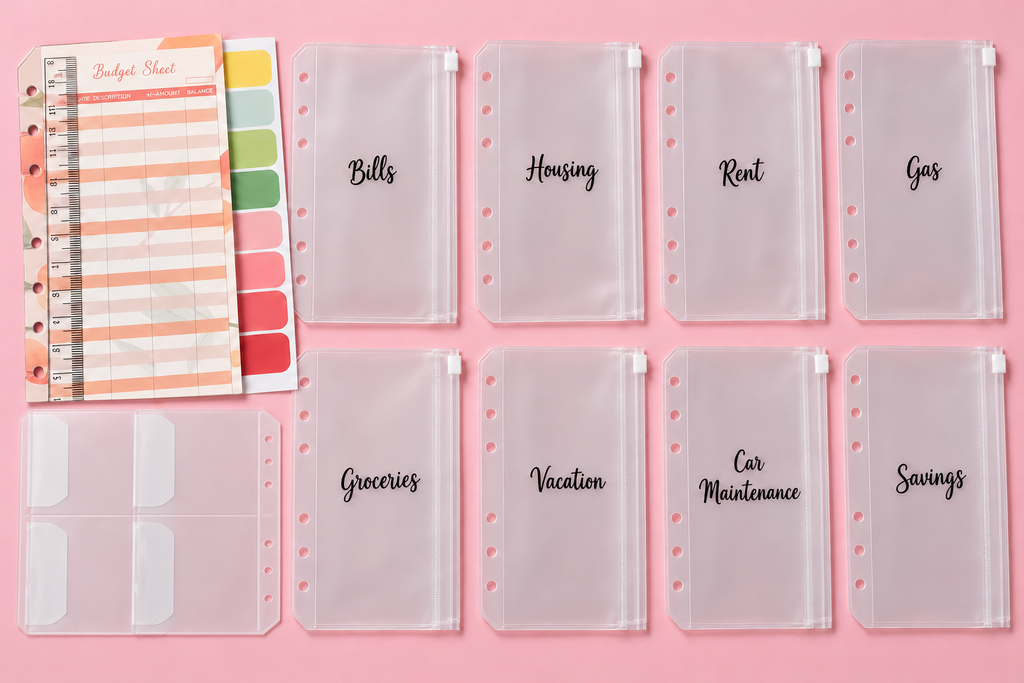 Nikki Bag LLC A6 Cash Binder Set-Budget Organizer with 8 Custom Cash Envelopes