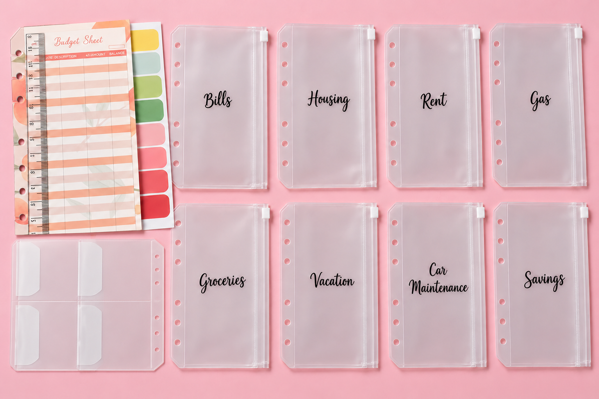 Nikki Bag LLC A6 Cash Binder Set-Budget Organizer with 8 Custom Cash Envelopes